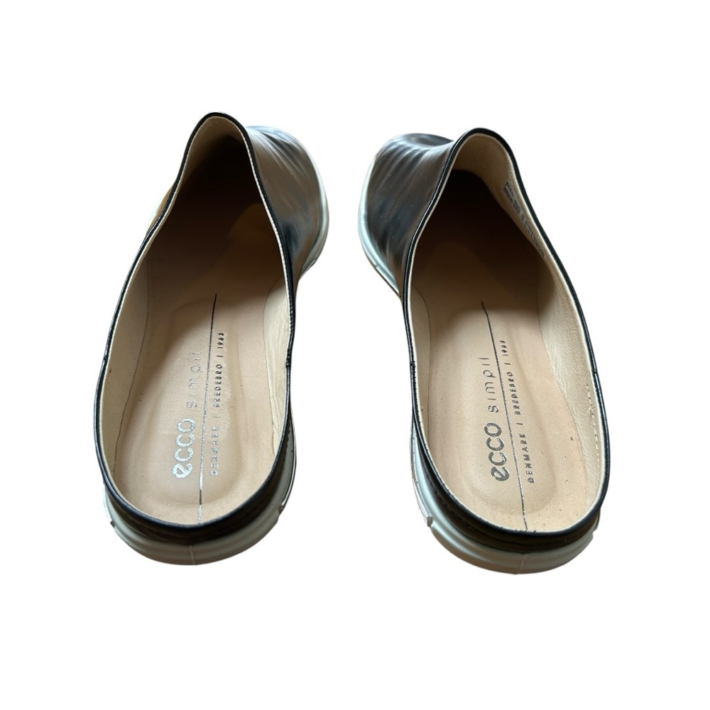 ECCO Simpil Woman's Black Leather Ballerina Slip-On Loafers Mules 41 (10-10.5) - Picture 4 of 8